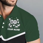 Custom Green And Black Golf Polo Shirt, Custom Golf Balls Team Jerseys