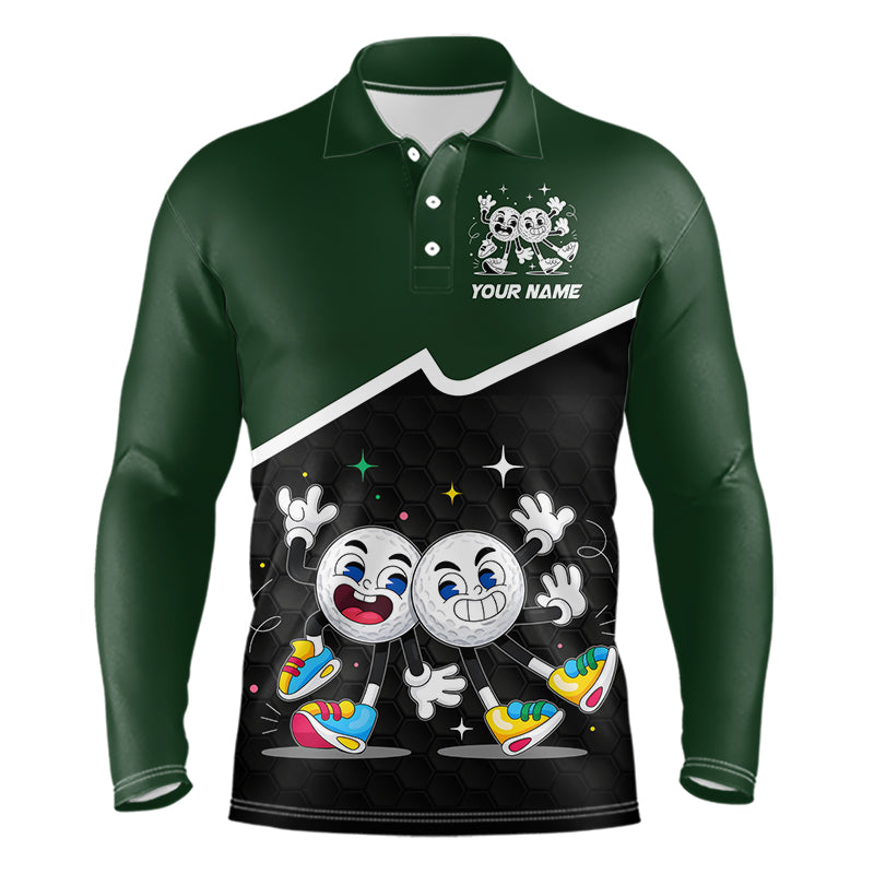 Custom Green And Black Golf Polo Shirt, Custom Golf Balls Team Jerseys