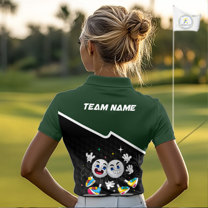 Custom Green And Black Golf Polo Shirt, Custom Golf Balls Team Jerseys