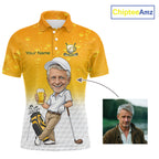 Personalized Beer Style Funny Golf Polo Shirt Gift For Father Day – Custom Face Portrait Cartoon Design