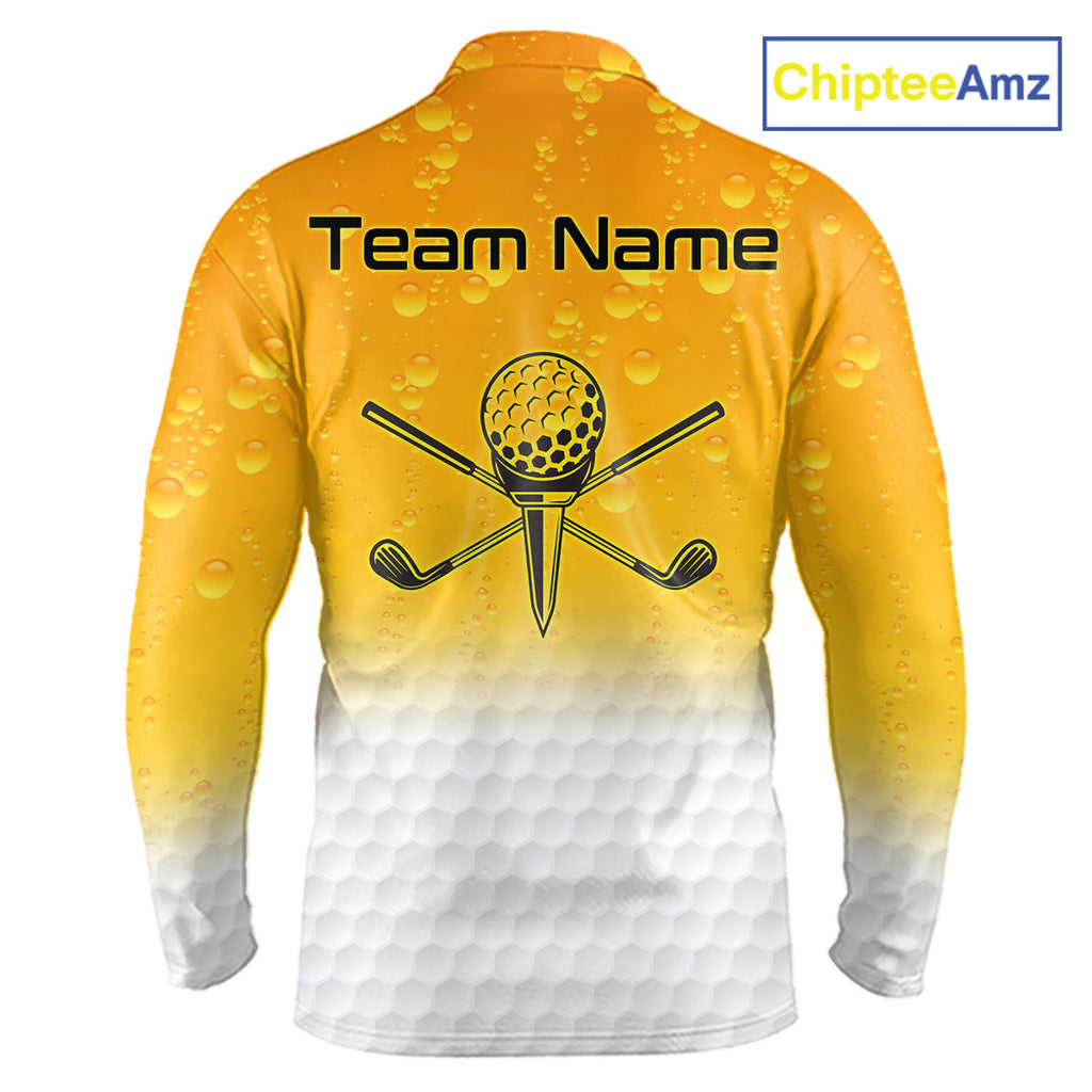 Personalized Beer Style Funny Golf Polo Shirt Gift For Father Day – Custom Face Portrait Cartoon Design