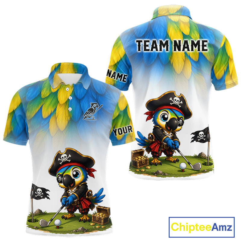 Personalized Pirate Parrot Golf Polo Shirt Custom Pirate Bird Golf Jersey
