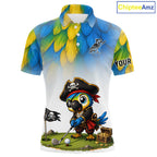 Personalized Pirate Parrot Golf Polo Shirt Custom Pirate Bird Golf Jersey