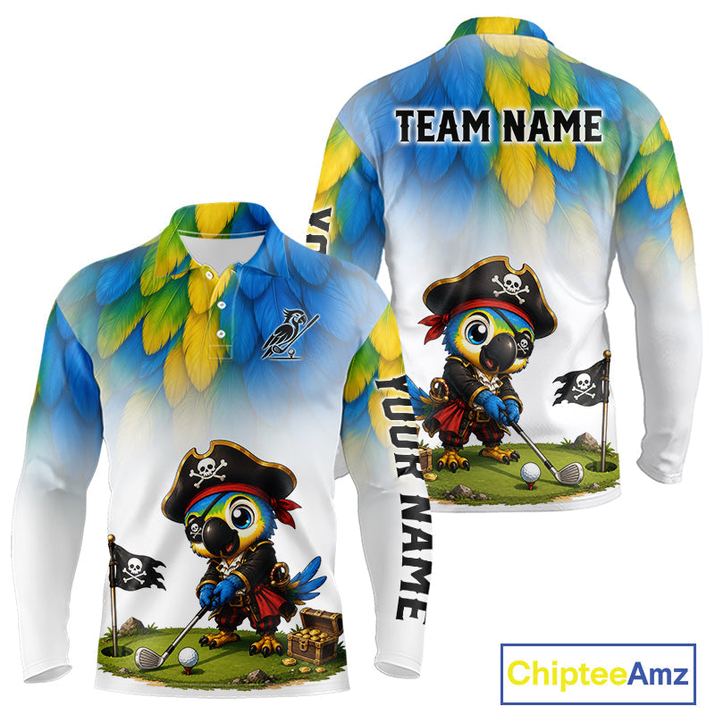 Personalized Pirate Parrot Golf Polo Shirt Custom Pirate Bird Golf Jersey