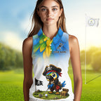 Personalized Pirate Parrot Sleeveless Golf Polo Shirt Custom Pirate Bird Golf Jersey