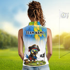 Personalized Pirate Parrot Sleeveless Golf Polo Shirt Custom Pirate Bird Golf Jersey