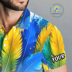 Personalized Parrot Golf Polo Shirt – Cute Bird Hugging Golf Ball, Golf Lover Gift