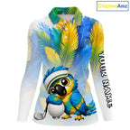 Personalized Parrot Golf Polo Shirt – Cute Bird Hugging Golf Ball, Golf Lover Gift