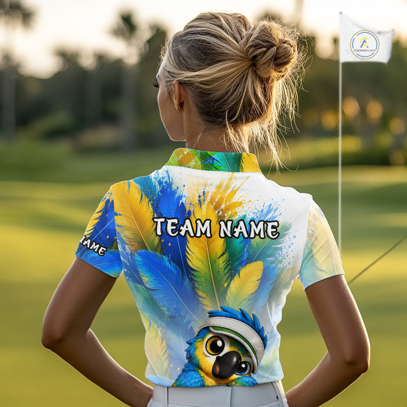 Personalized Parrot Golf Polo Shirt – Cute Bird Hugging Golf Ball, Golf Lover Gift