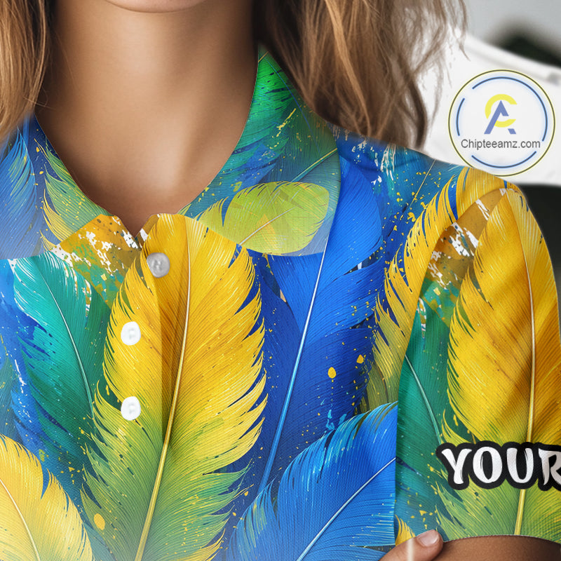 Personalized Parrot Golf Polo Shirt – Cute Bird Hugging Golf Ball, Golf Lover Gift