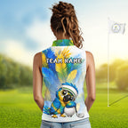 Personalized Parrot Sleeveless Golf Polo Shirt – Cute Bird Hugging Golf Ball, Golf Lover Gift