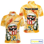 Funny Popcorn Golf Polo Shirt Custom Name, Personalized Popcorn Golfer Team Polo