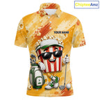 Funny Popcorn Golf Polo Shirt Custom Name, Personalized Popcorn Golfer Team Polo