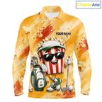 Funny Popcorn Golf Polo Shirt Custom Name, Personalized Popcorn Golfer Team Polo