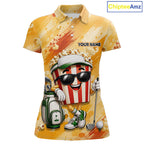 Funny Popcorn Golf Polo Shirt Custom Name, Personalized Popcorn Golfer Team Polo