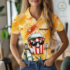 Funny Popcorn Golf Polo Shirt Custom Name, Personalized Popcorn Golfer Team Polo