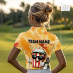 Funny Popcorn Golf Polo Shirt Custom Name, Personalized Popcorn Golfer Team Polo