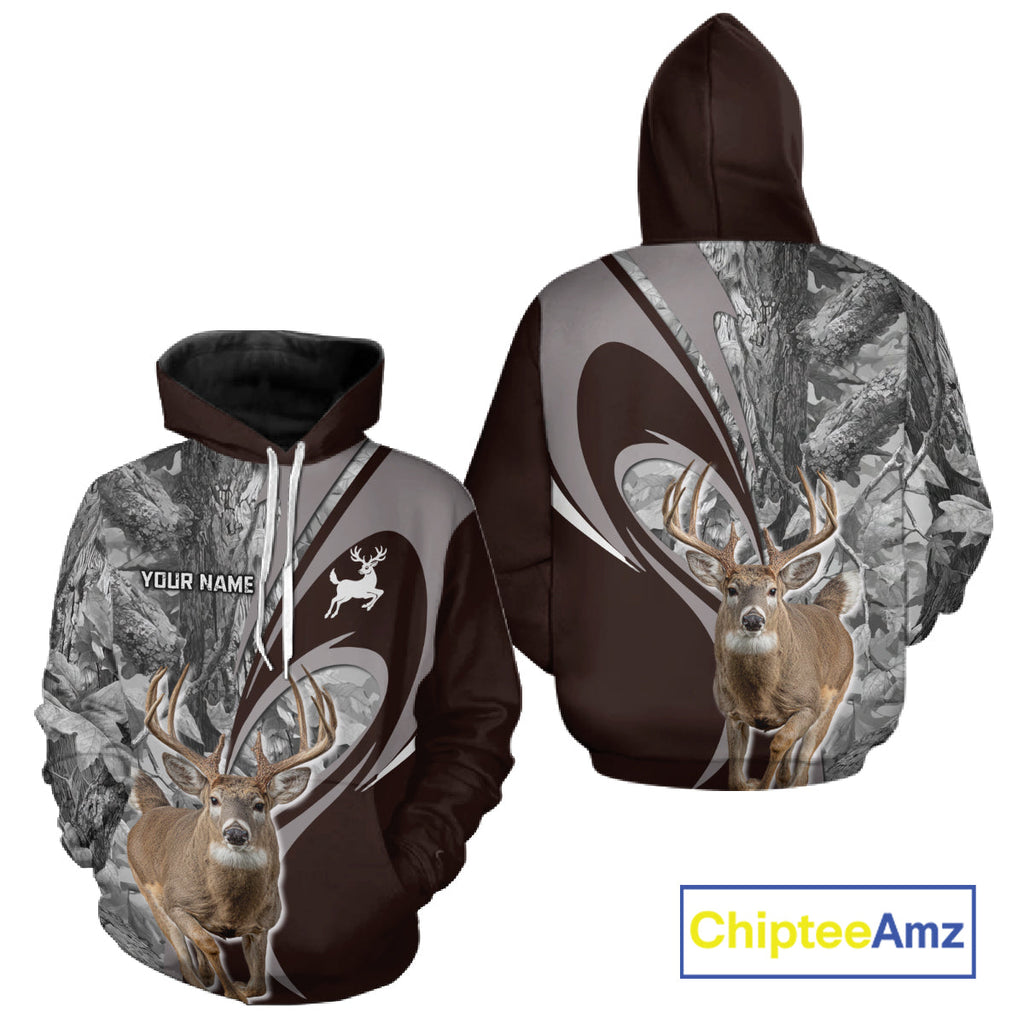 Whitetail Deer Hunting Clothes Custom Name Beautiful Gray Camo Hunting Gifts