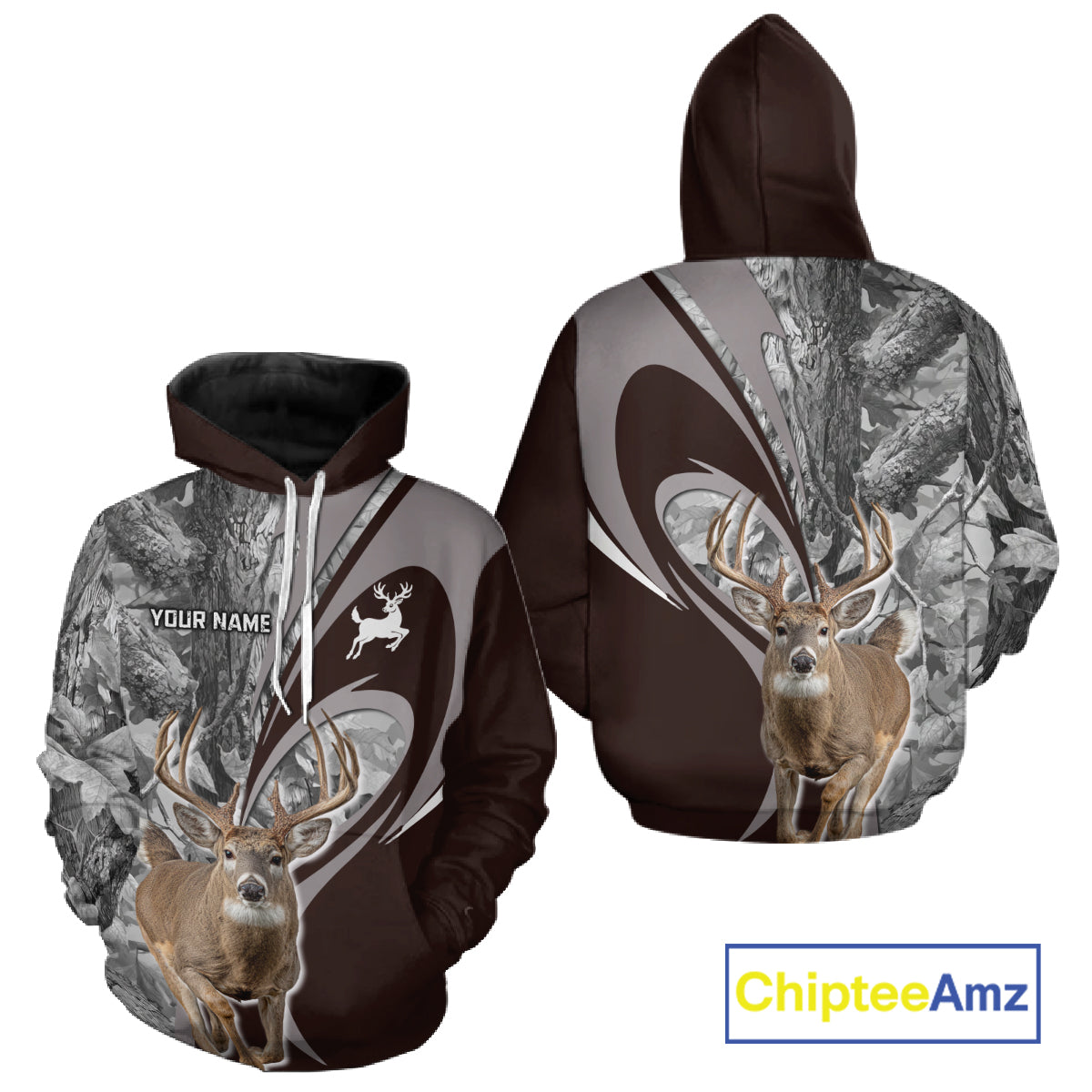 Whitetail Deer Hunting Clothes Custom Name Beautiful Gray Camo Hunting Gifts