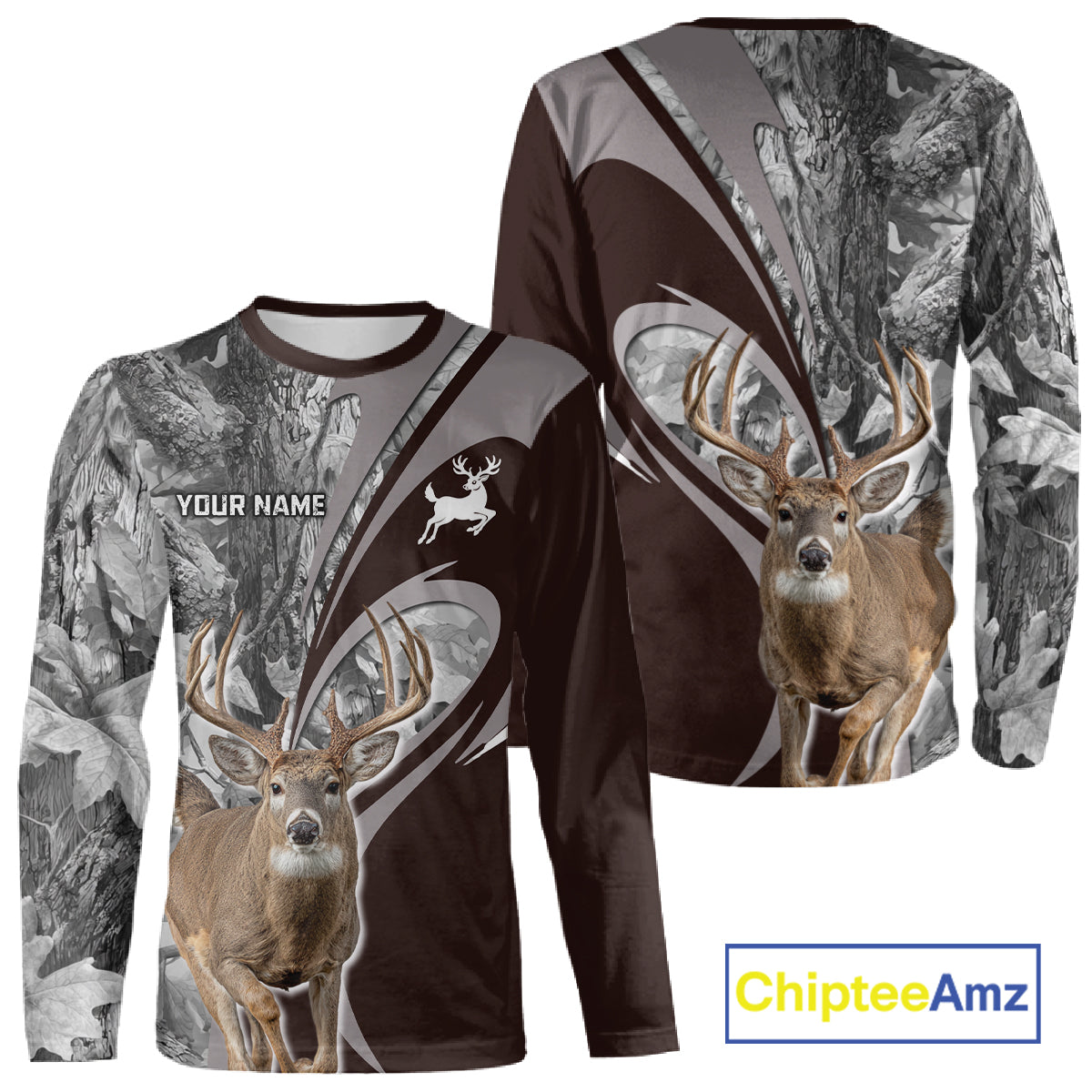 Whitetail Deer Hunting Clothes Custom Name Beautiful Gray Camo Hunting Gifts