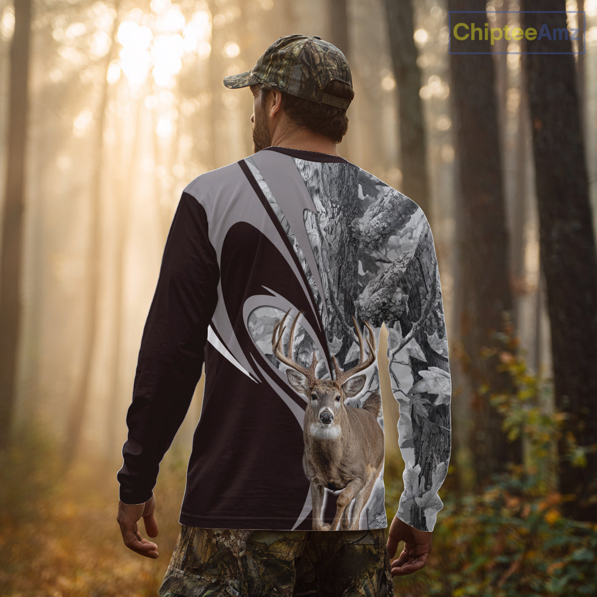Whitetail Deer Hunting Clothes Custom Name Beautiful Gray Camo Hunting Gifts