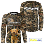 Yellow Lab 3D Shirt Retrieving Mallard Duck, Custom Name Duck Hunting Clothes