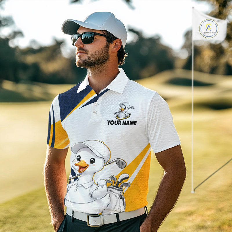 Funny Cartoon Duck Golf Polo Shirt Personalised Team Duck Apparel