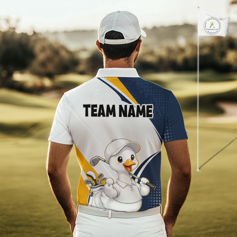 Funny Cartoon Duck Golf Polo Shirt Personalised Team Duck Apparel