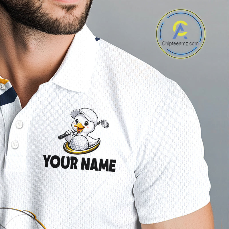 Funny Cartoon Duck Golf Polo Shirt Personalised Team Duck Apparel