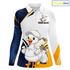 Funny Cartoon Duck Golf Polo Shirt Personalised Team Duck Apparel