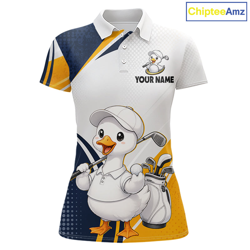 Funny Cartoon Duck Golf Polo Shirt Personalised Team Duck Apparel