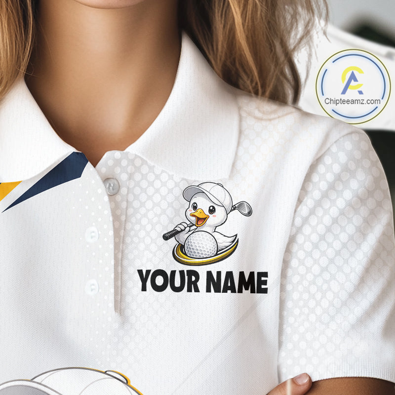 Funny Cartoon Duck Golf Polo Shirt Personalised Team Duck Apparel