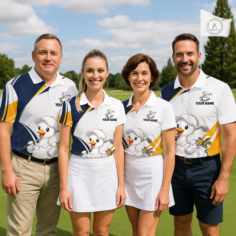 Funny Cartoon Duck Golf Polo Shirt Personalised Team Duck Apparel