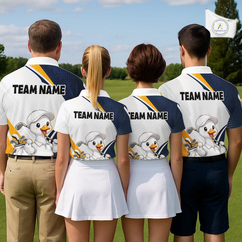 Funny Cartoon Duck Golf Polo Shirt Personalised Team Duck Apparel
