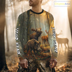 Custom Deer Moose Boar Hunting Personalized Name Hunter Gift 3D Forest Animal Shirt