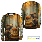 Custom Deer Moose Boar Hunting Personalized Name Hunter Gift 3D Forest Animal Shirt