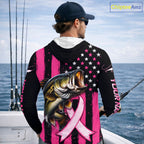 Breast Cancer Bass Hooded Fishing Shirt Custom Name UV Protection Long Sleeve Personalized Gift