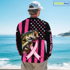 Breast Cancer Bass Fishing Shirt Custom Name UV Protection Long Sleeve Personalized Gift