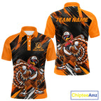 Custom Turkey Golf Polo Shirt, Funny Thanksgiving Golf Shirt, Orange Black Golf Team Apparel