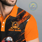 Custom Turkey Golf Polo Shirt, Funny Thanksgiving Golf Shirt, Orange Black Golf Team Apparel