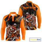 Custom Turkey Golf Polo Shirt, Funny Thanksgiving Golf Shirt, Orange Black Golf Team Apparel