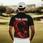 Red Grim Reaper Golf Polo Shirt – Personalized Team Name Gothic Golf Jersey