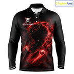 Red Grim Reaper Golf Polo Shirt – Personalized Team Name Gothic Golf Jersey