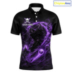 Purple Grim Reaper Golf Polo Shirt – Personalized Team Name Gothic Golf Jersey