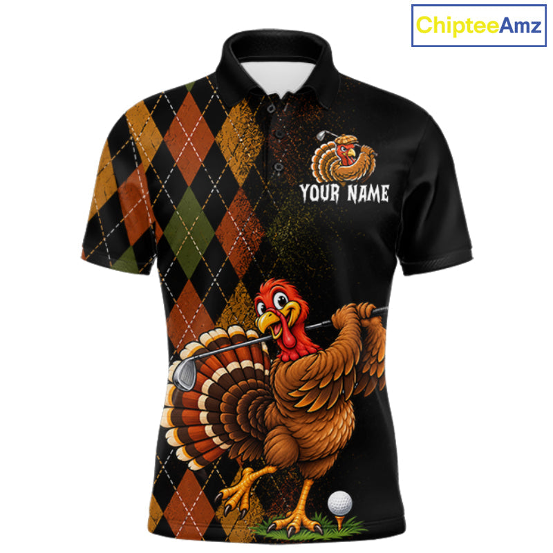 Turkey Golf Shirt, Funny Thanksgiving Golf Top, Custom Team Name Shirt