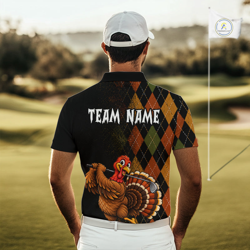 Turkey Golf Shirt, Funny Thanksgiving Golf Top, Custom Team Name Shirt
