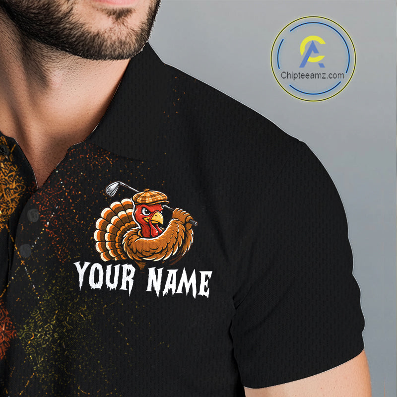 Turkey Golf Shirt, Funny Thanksgiving Golf Top, Custom Team Name Shirt