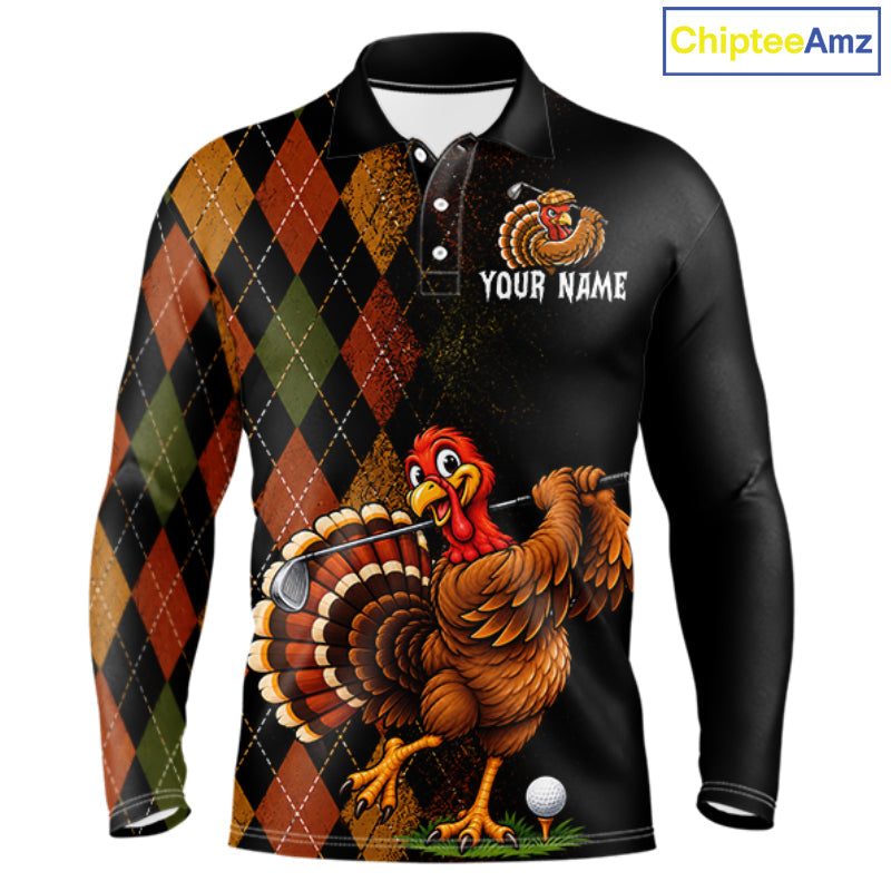 Turkey Golf Shirt, Funny Thanksgiving Golf Top, Custom Team Name Shirt