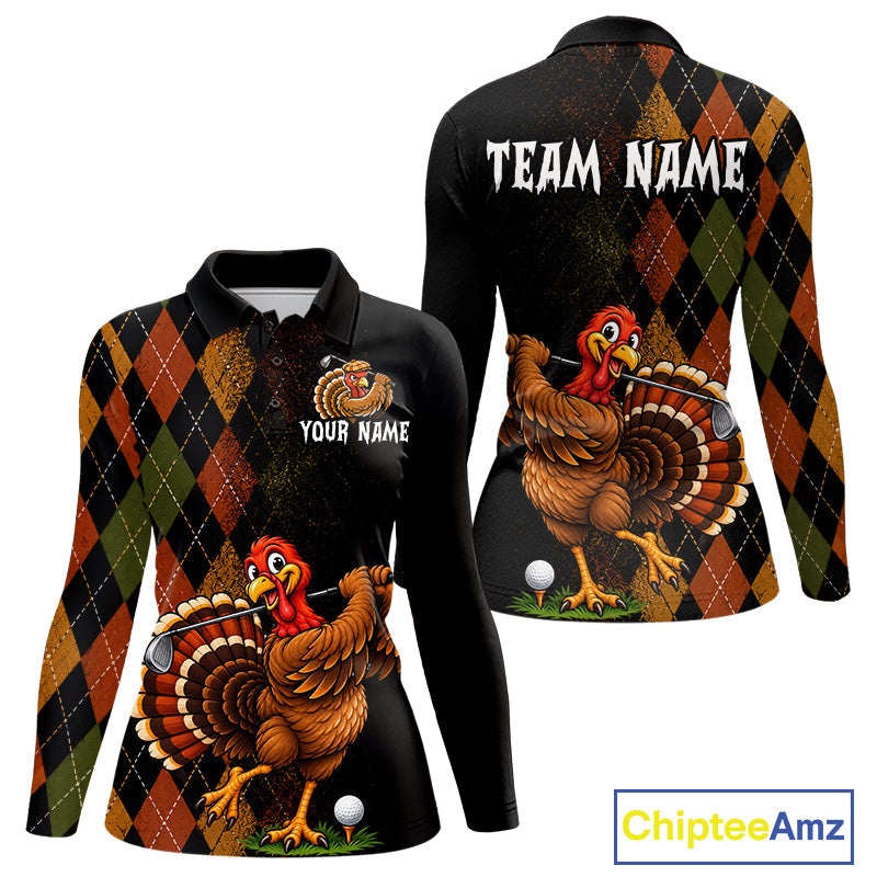 Turkey Golf Shirt, Funny Thanksgiving Golf Top, Custom Team Name Shirt