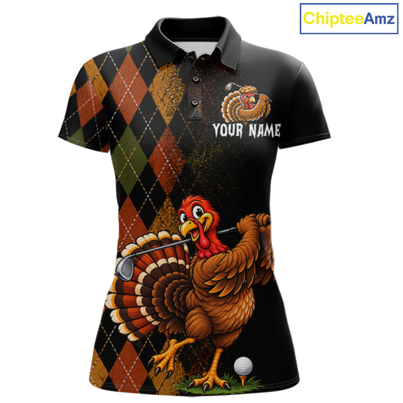 Turkey Golf Shirt, Funny Thanksgiving Golf Top, Custom Team Name Shirt
